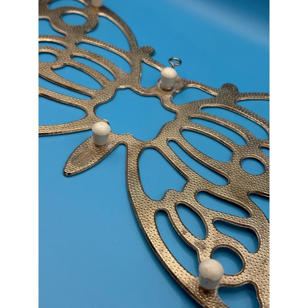Leonard Set of 2 Butterfly Trivets Silverplate Vintage Wall Decor Silver 7x10